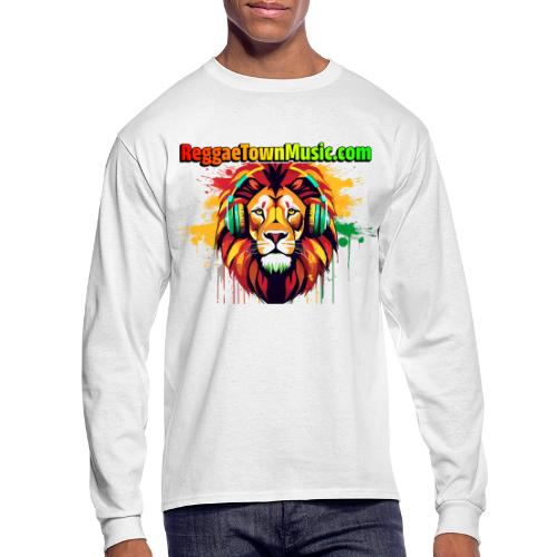 Reggae lion head music vibrant rasta dj art tee - Men's Long Sleeve T-Shirt