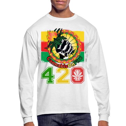 Antic 420 OnFire Herb Weed Marijuana Design - Men's Long Sleeve T-Shirt