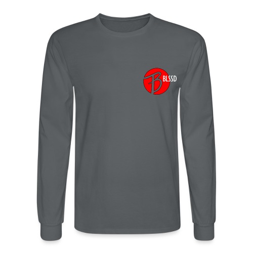 RED BLSSD CIRCLE WITH WHITE WRITING - Men's Long Sleeve T-Shirt