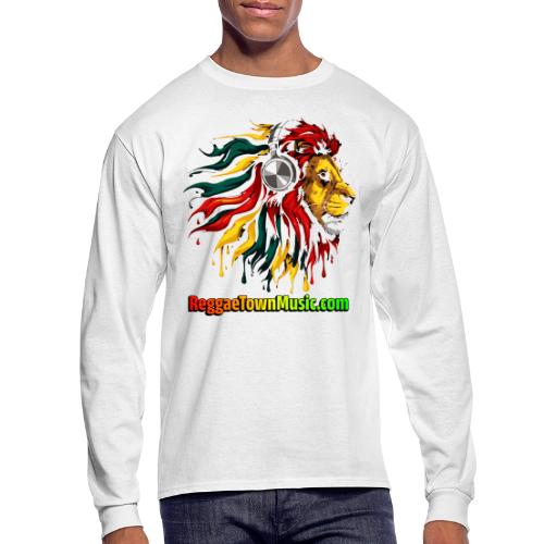 Reggae Music Radio Lion Head Soundwaves design - Men's Long Sleeve T-Shirt
