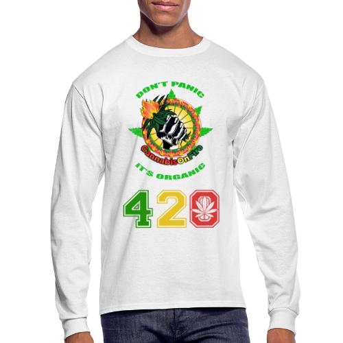 Playful 420 On Fire Organic Weed Marijuana Design - Men's Long Sleeve T-Shirt