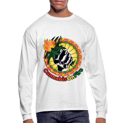 Whimsical 420 OnFire Time Weed Marijuana Design - Men's Long Sleeve T-Shirt