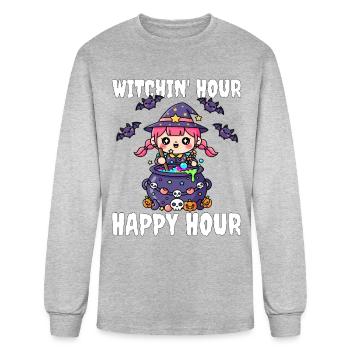 WITCHIN' HOUR HAPPY HOUR - WITCH HALLOWEEN - Men's Long Sleeve T-Shirt - heather gray - Front