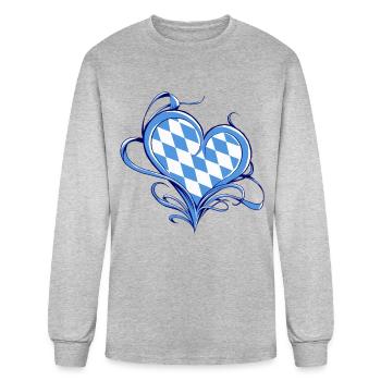 Heart Bayern Bavarian Flag Colors Oktoberfest - Men's Long Sleeve T-Shirt - heather gray - Front