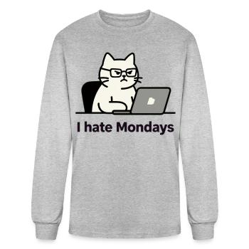 Frustrated Cat with Glasses Quote "Aniverse Cats" - Men's Long Sleeve T-Shirt - heather gray - Front