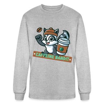 caffeine bandit raccoon - Men's Long Sleeve T-Shirt - heather gray - Front