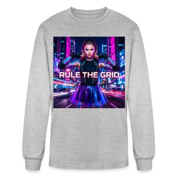 Cyberpunk Tattoo Heroine: Rule the Grid  - Men's Long Sleeve T-Shirt - heather gray - Front