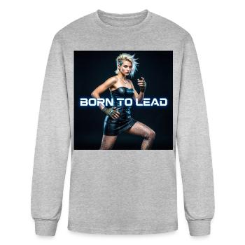 Cyberpunk Aesthetic Heroine — Neon Command  - Men's Long Sleeve T-Shirt - heather gray - Front