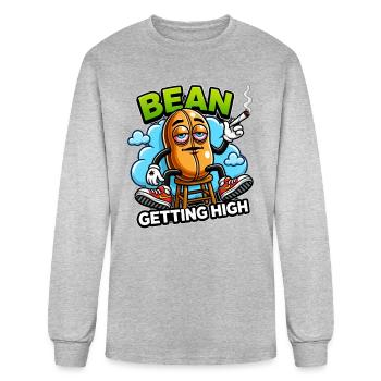 Bean Getting High | Funny Cartoon Bean - Men's Long Sleeve T-Shirt - heather gray - Front