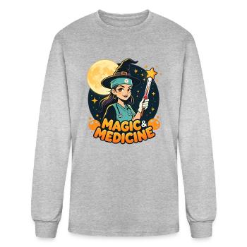Magic & Medicine – Halloween Nurse & Medical Staff - Men's Long Sleeve T-Shirt - heather gray - Front