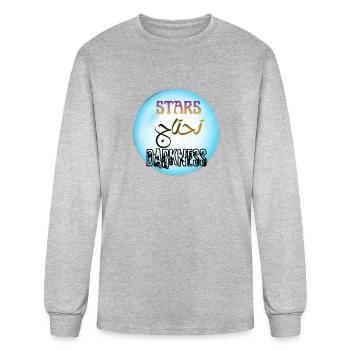 Stars Need Darkness Arabic Aesthetic Minimalist Qu - Men's Long Sleeve T-Shirt - heather gray - Front