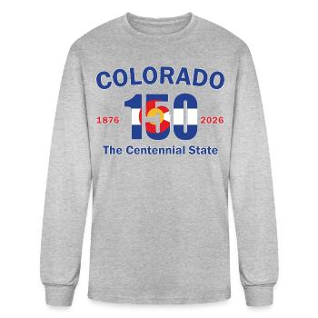 Colorado Centennial 150 Emblem 2026 - Men's Long Sleeve T-Shirt - heather gray - Front