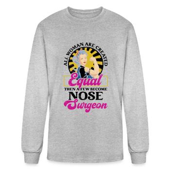Nose Surgeon Girl Rhinoplasty Cosmetic Funny Nose - Men's Long Sleeve T-Shirt - heather gray - Front