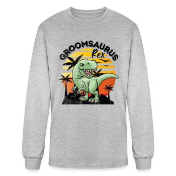 Groomsaurus Rex - Men's Long Sleeve T-Shirt - heather gray - Front