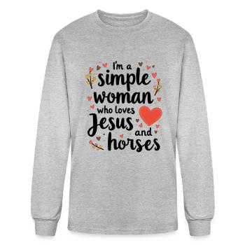 I'm a simple woman who loves Jesus and horses. - Men's Long Sleeve T-Shirt - heather gray - Front