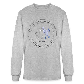 dumb enough to be president of US (goofy) - Men's Long Sleeve T-Shirt - heather gray - Front
