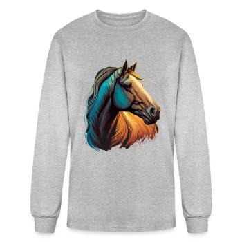 Head of Horse - Men's Long Sleeve T-Shirt - heather gray - Front