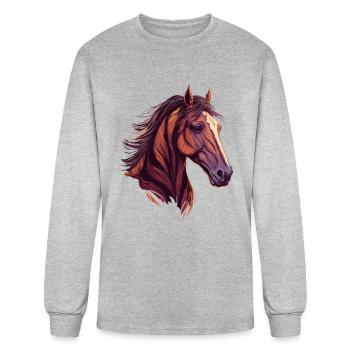 Beautiful Head of Horse - Men's Long Sleeve T-Shirt - heather gray - Front