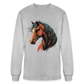 Race Horse Head - Men's Long Sleeve T-Shirt - heather gray - Front