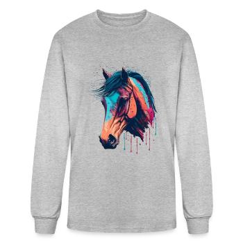 Horse Head Drawing - Men's Long Sleeve T-Shirt - heather gray - Front