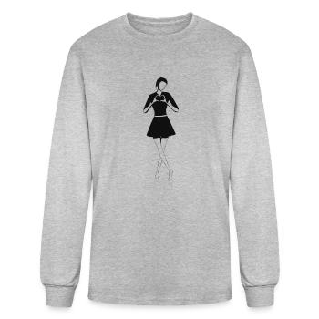 Lady doing a heart hand gesture - Men's Long Sleeve T-Shirt - heather gray - Front