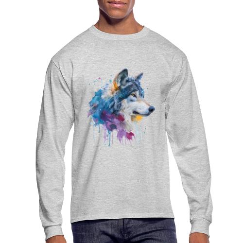 Splash-Art Wolf Head - Men's Long Sleeve T-Shirt
