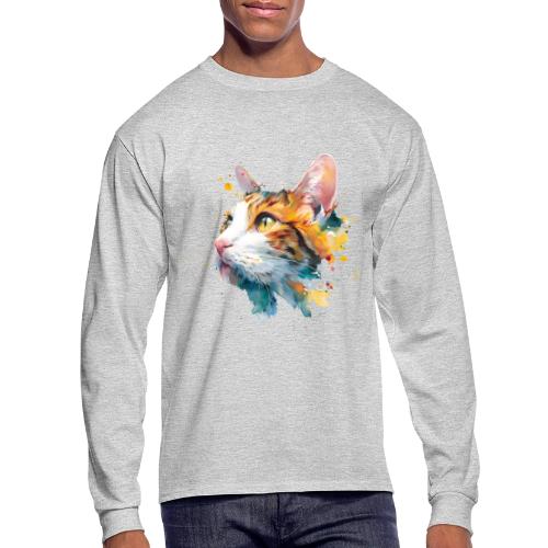 Cat: Feline Ink Burst - Men's Long Sleeve T-Shirt