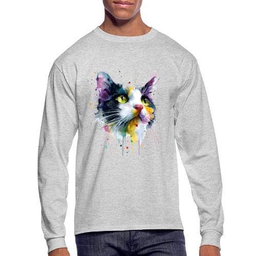 Cat: Painted Purr Expression - Men's Long Sleeve T-Shirt
