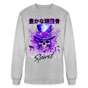 Purple Skull Spirit Top Hat - Men's Long Sleeve T-Shirt - heather gray - Front