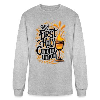 My First Holy Communion Celebration with Chalice - Men's Long Sleeve T-Shirt - heather gray - Front