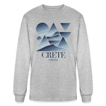 Crete Greece Souvenir Geometric Landscape Art - Men's Long Sleeve T-Shirt - heather gray - Front