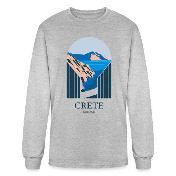 Crete Greece Souvenir Scenic Coastal View - Men's Long Sleeve T-Shirt - heather gray - Front