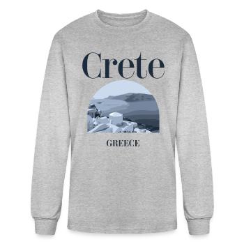 Crete Greece Souvenir Scenic Coastal View - Men's Long Sleeve T-Shirt - heather gray - Front