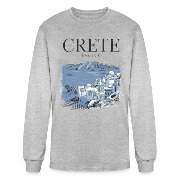 Crete Greece Souvenir Scenic Coastal View - Men's Long Sleeve T-Shirt - heather gray - Front