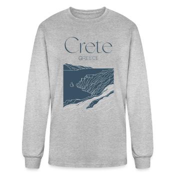 Crete Greece Souvenir Coastal Art Scene - Men's Long Sleeve T-Shirt - heather gray - Front
