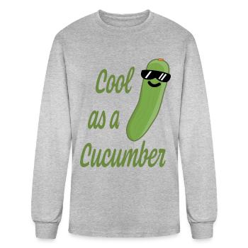 Cool as a Cucumber! Cute Cucumber illustration - Men's Long Sleeve T-Shirt - heather gray - Front