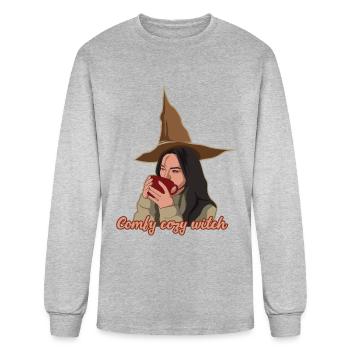 Comfy Cozy Witch Christmas Holiday Season - Men's Long Sleeve T-Shirt - heather gray - Front
