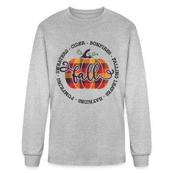 Fall Round Sign Christmas Xmas Holiday - Men's Long Sleeve T-Shirt - heather gray - Front