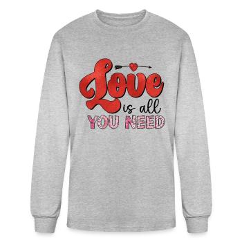 Love Is All You Need Lovers Day Valentine - Men's Long Sleeve T-Shirt - heather gray - Front