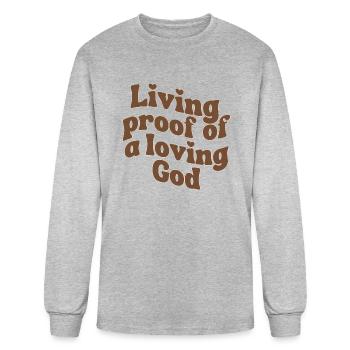 Living Proof Of A Loving God - Men's Long Sleeve T-Shirt - heather gray - Front