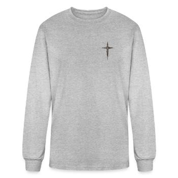 Boussole Morale Croix Rouille - T-shirt à manches longues Homme - gris chiné - Devant