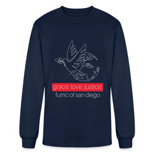 Grace. Love. Justice.- dove and earth graphic - Men's Long Sleeve T-Shirt