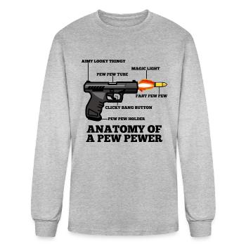 Anatomy of a Pew Pewer Shooter Funny Gun Pistol - Men's Long Sleeve T-Shirt - heather gray - Front