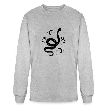 Black Serpent With Branches And Moons - Men's Long Sleeve T-Shirt - heather gray - Front