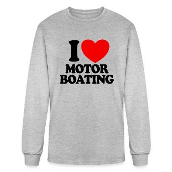I Love Motor Boating Boat Owner Love Motor Boating - Men's Long Sleeve T-Shirt - heather gray - Front