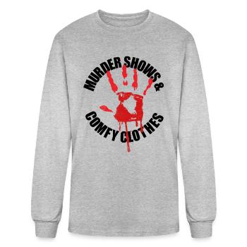 Murder Shows And Comfy Clothes Funny True Crime - Men's Long Sleeve T-Shirt - heather gray - Front