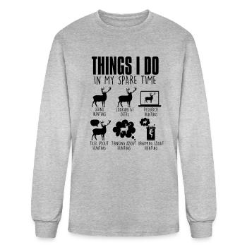 Things I Do In My Spare Time Deer Hunter Hunting - Men's Long Sleeve T-Shirt - heather gray - Front