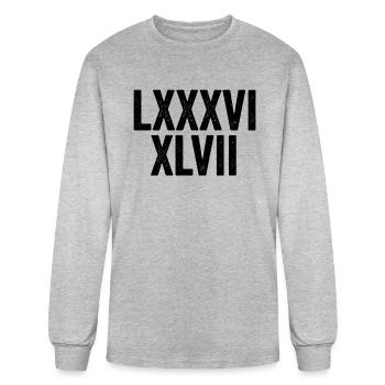 8647 LXXXVI XLVII Roman Numerals Subtle Anti Trump - Men's Long Sleeve T-Shirt - heather gray - Front