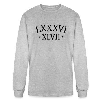 8647 LXXXVI XLVII Roman Numerals Subtle Anti Trump - Men's Long Sleeve T-Shirt - heather gray - Front