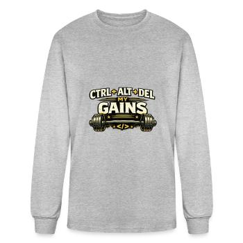 Ctrl Alt Del My Gains - Men's Long Sleeve T-Shirt - heather gray - Front